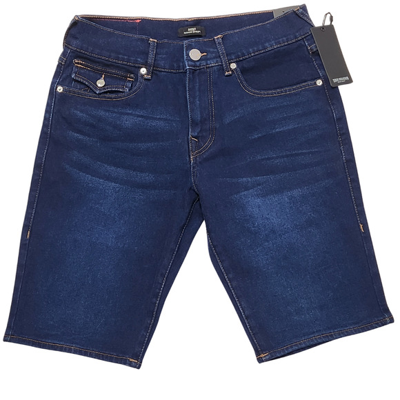 New True Religion Ricky SN Flap Shorts 32" Men Dark Midnight Wash Denim Relaxed - Picture 2 of 7